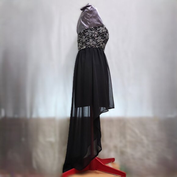 Black & Silver Strapless Cocktail Dress - Picture 3 of 7